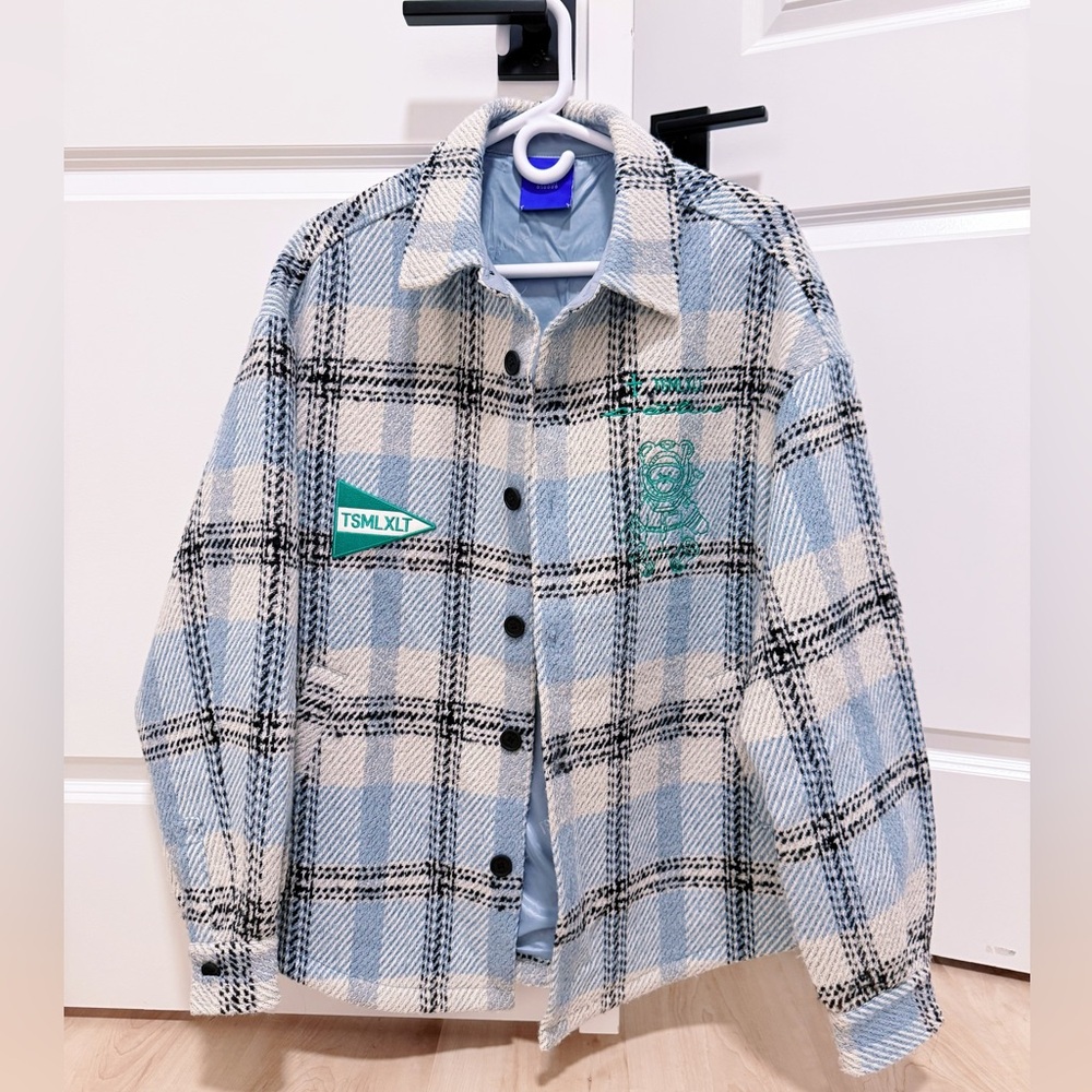 Blue and White Plaid Jacket